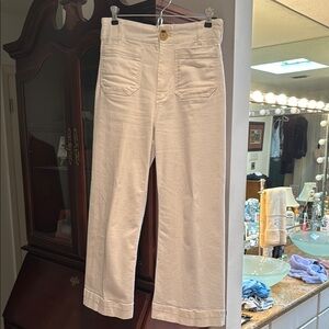 Maeve by Anthropologie White Denim Wide-Leg Crop Pant